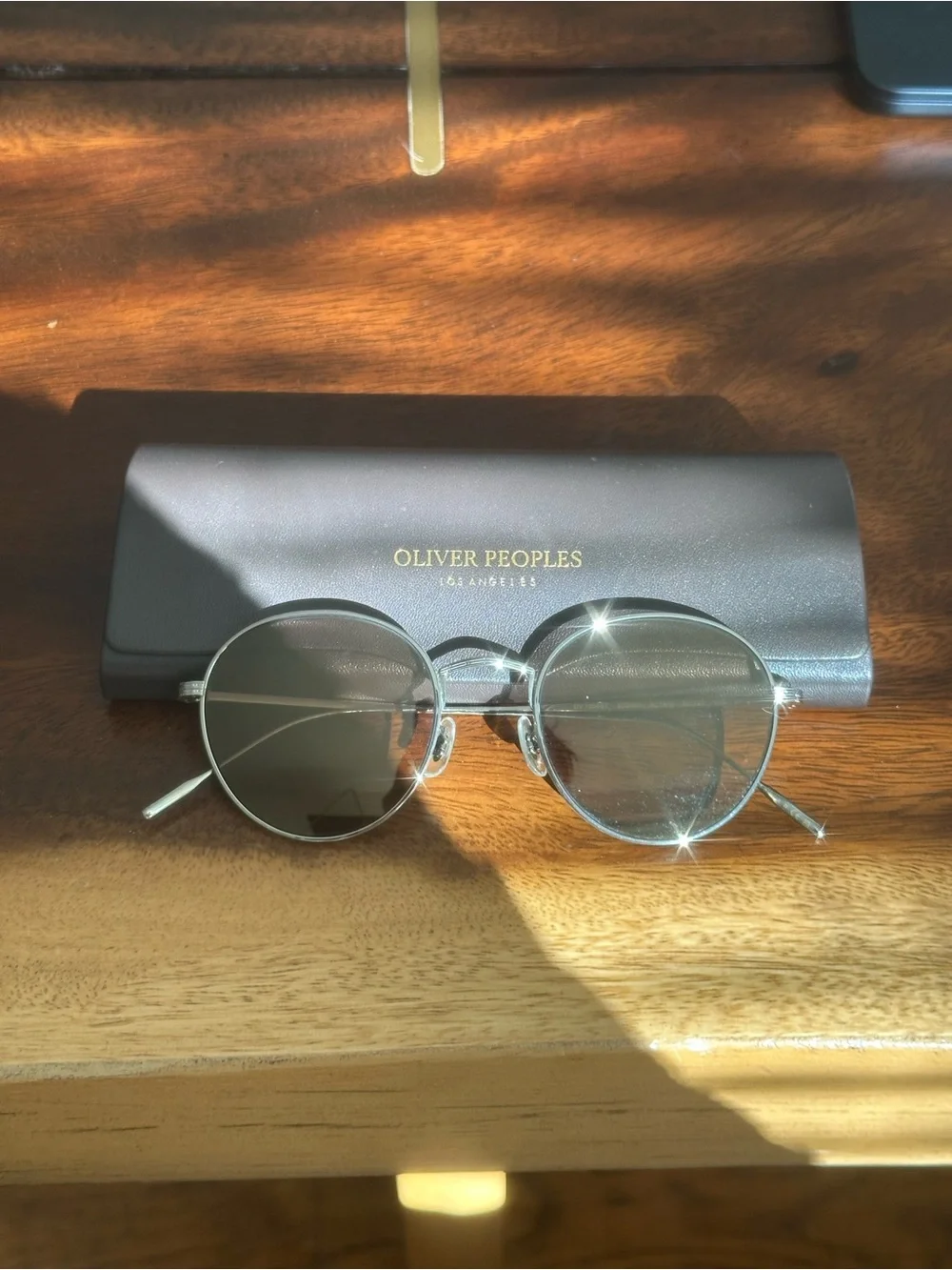 Oliver Peoples Altair Silver Frame Sunglasses with Brown Lenses